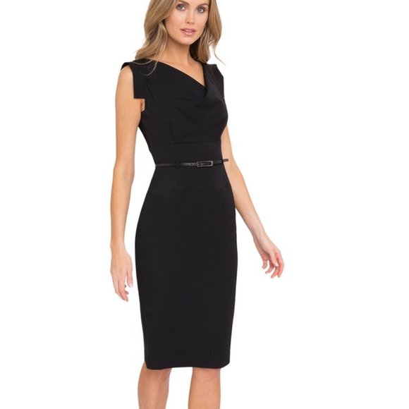 Black Halo Dresses & Skirts - Black Halo Jackie O belted Black Sheath 2, 6